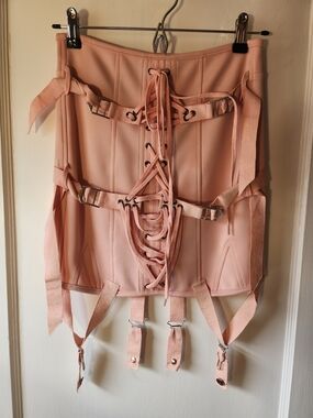 UNIF Rare Pink Garter Mini Skirt